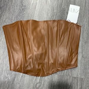 Brown pleather corset